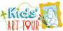Kids' Art Tour logo with Mona Lisa holding brushes.