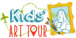 Kids' Art Tour logo with Mona Lisa holding brushes. 